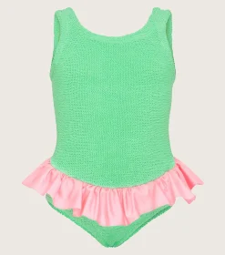 Hunza G Baby 2-6 Yrs-Baby Duo Denise Swim - Lime/Bubblegum