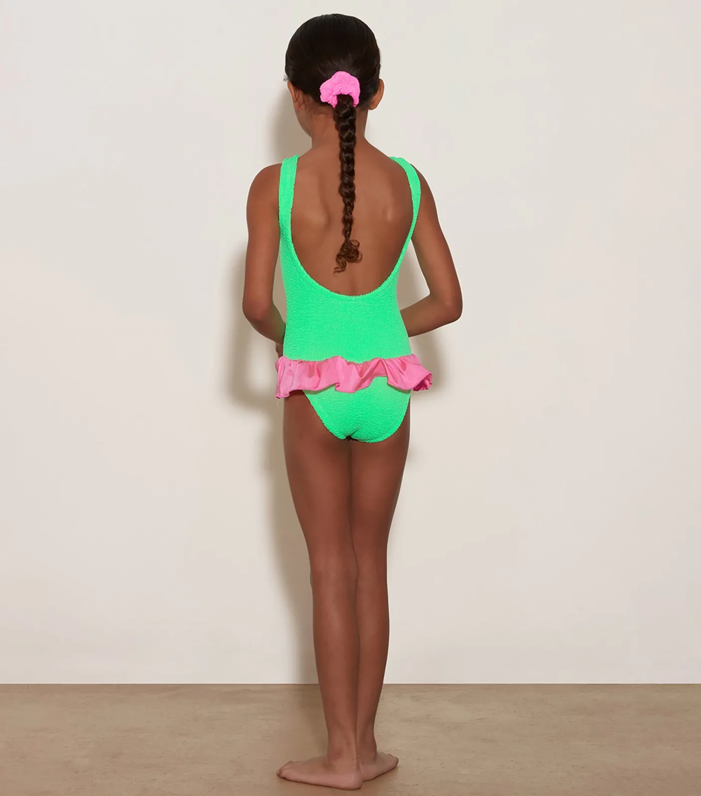 Hunza G Baby 2-6 Yrs-Baby Duo Denise Swim - Lime/Bubblegum
