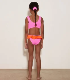 Hunza G Baby 2-6 Yrs-Baby Duo Olive Bikini - Bubblegum/Orange