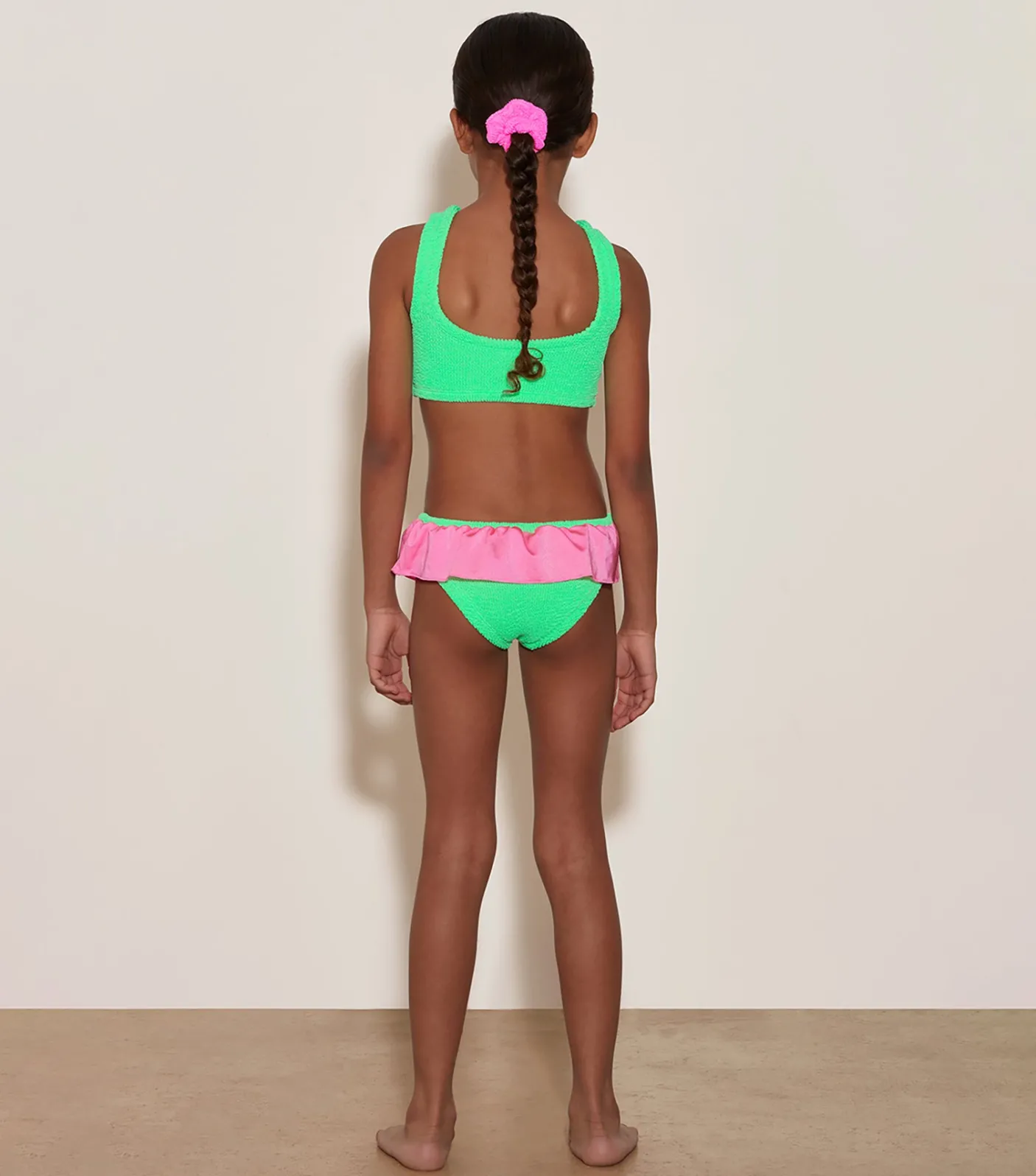 Hunza G Baby 2-6 Yrs-Baby Duo Olive Bikini - Lime/Bubblegum