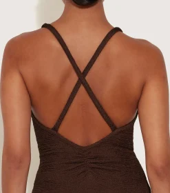 Hunza G Scoop Neck-Bette Swim - Metallic Chocolate
