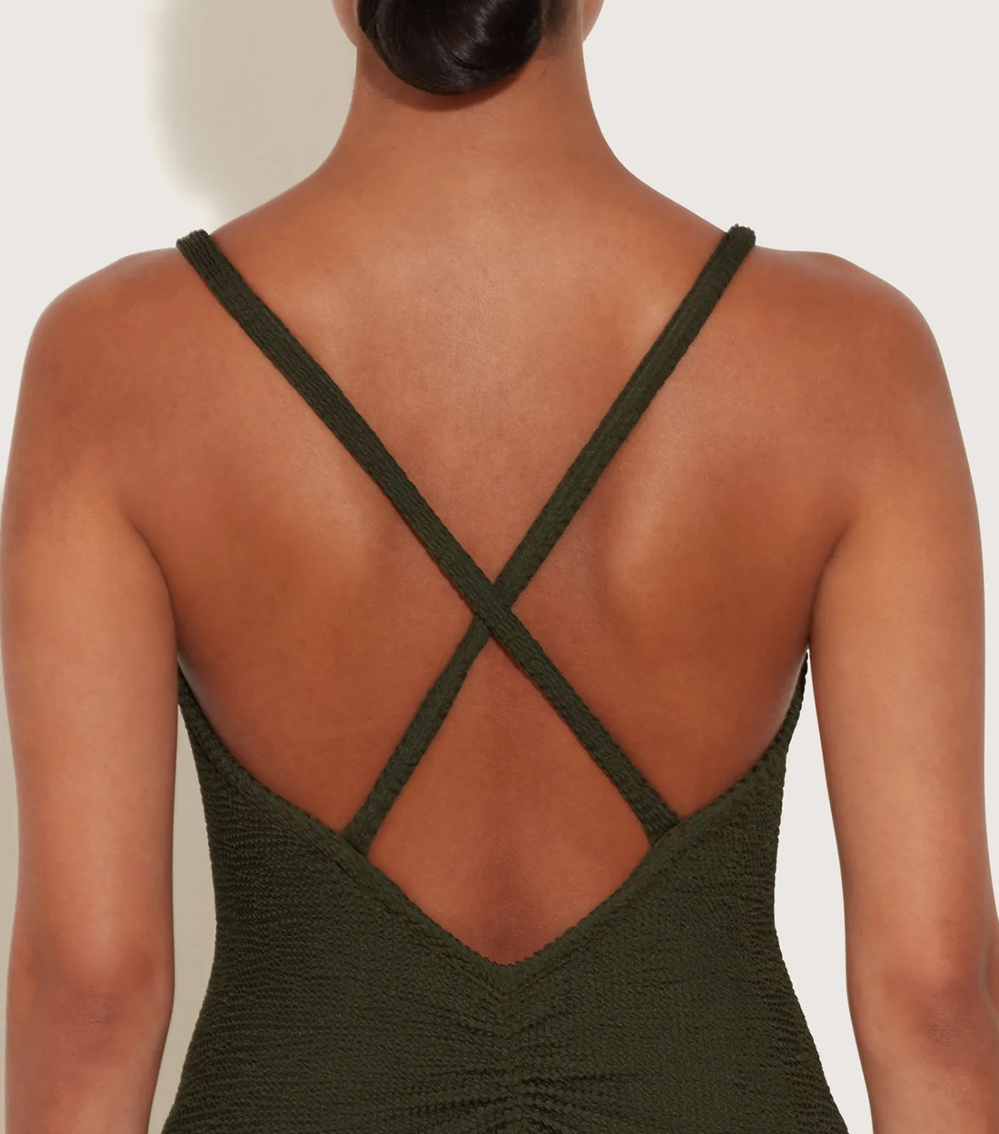 Hunza G Scoop Neck-Bette Swim - Metallic Khaki