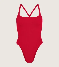 Hunza G Scoop Neck-Bette Swim - Red