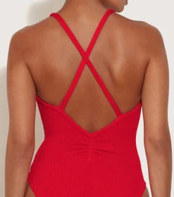 Hunza G Scoop Neck-Bette Swim - Red