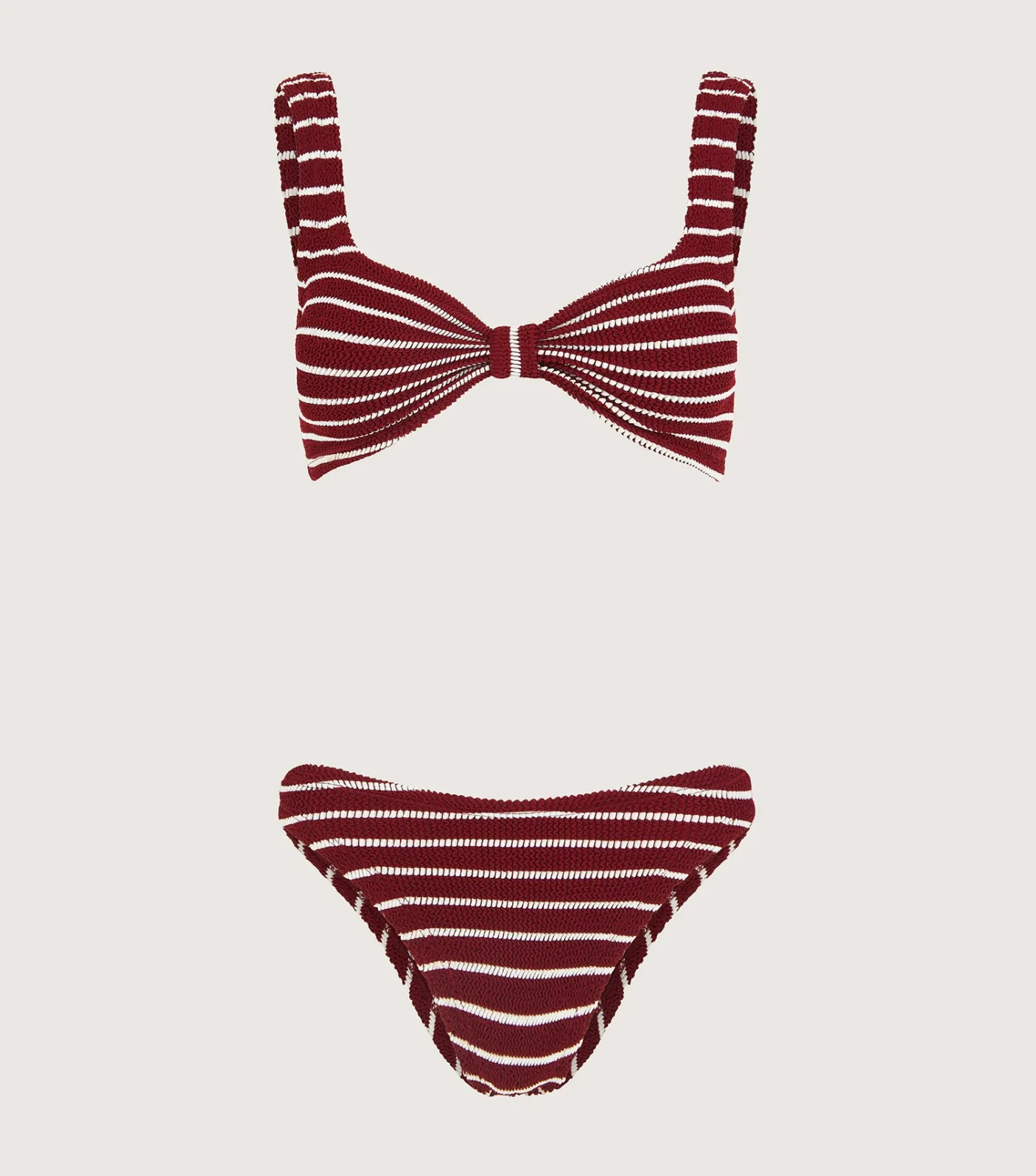 Hunza G Bikini Sets|Bralette-Bonnie Bikini - Wine/White Stripe