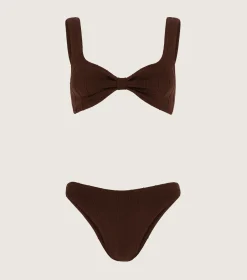 Hunza G Bikini Sets|Bralette-Bonnie Nile Bikini - Metallic Chocolate