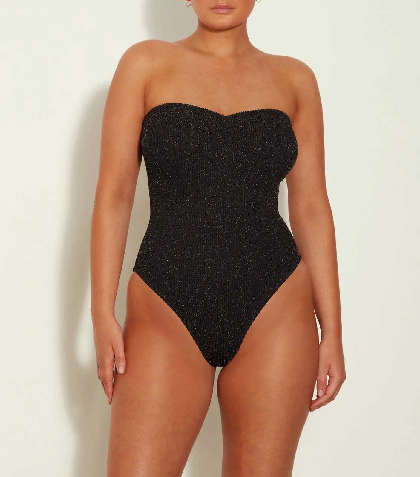 Hunza G Strapless-Brooke Lurex Swim - Black/Gold