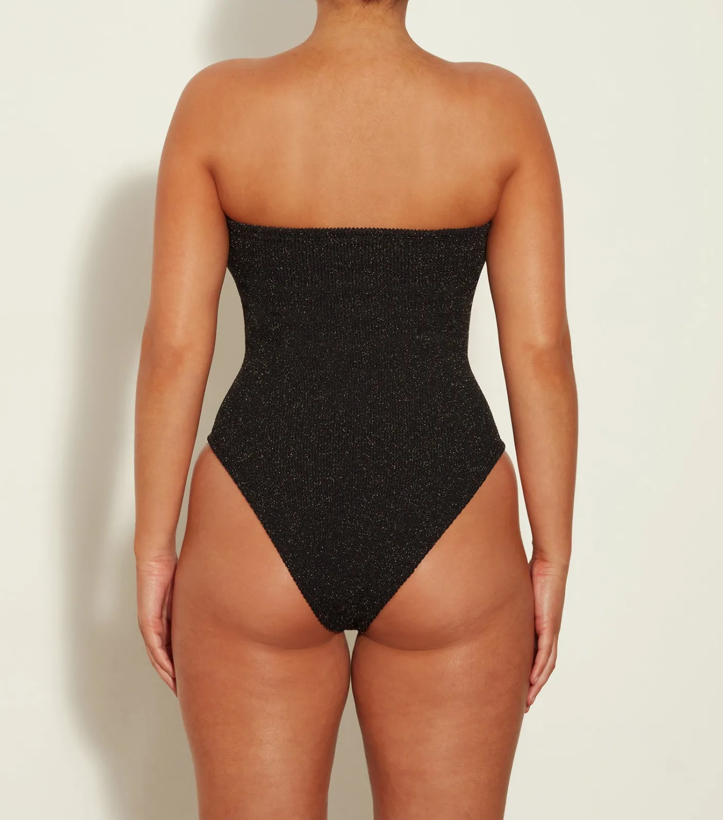 Hunza G Strapless-Brooke Lurex Swim - Black/Gold
