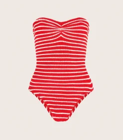 Hunza G Strapless-Brooke Swim - Red/White Stripe