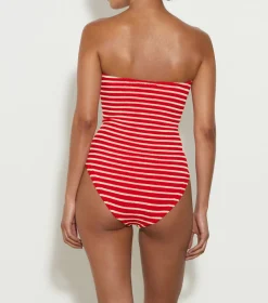 Hunza G Strapless-Brooke Swim - Red/White Stripe
