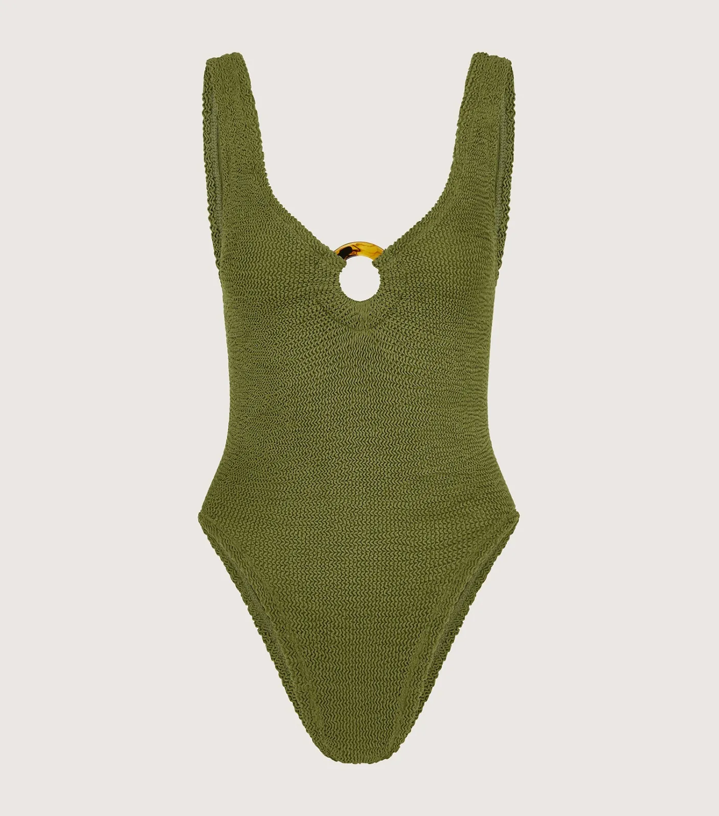 Hunza G V Neck-Celine Swim - Metallic Moss