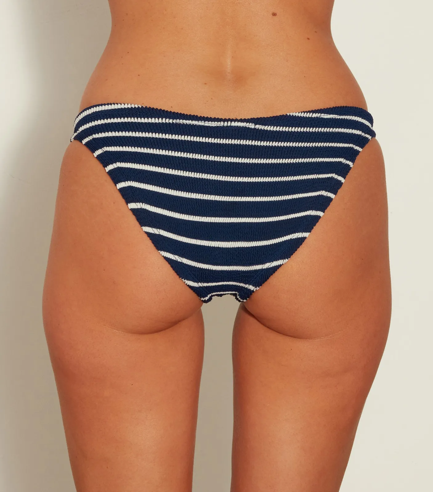 Hunza G Separates-Classic Bikini Bottom - Navy/White Stripe