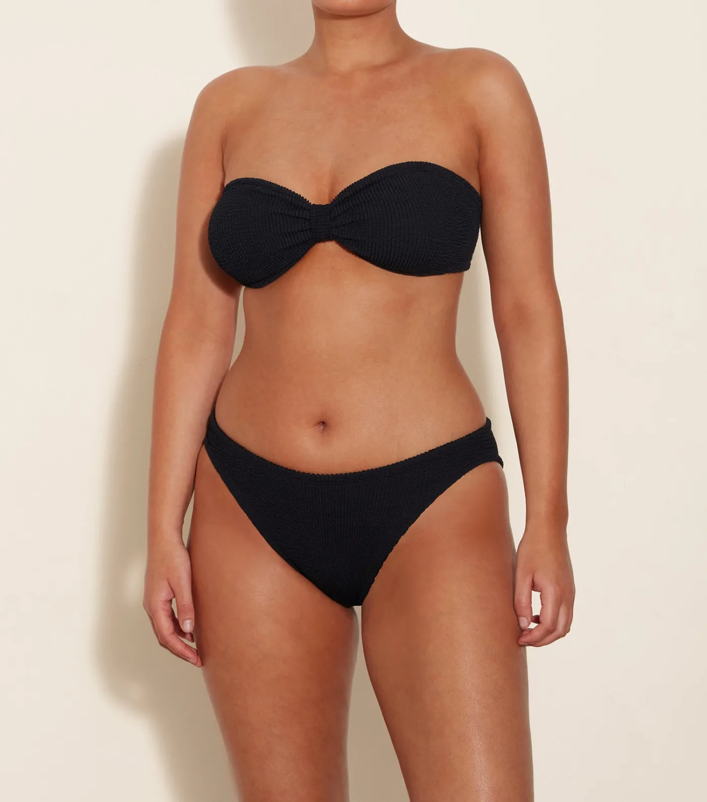 Hunza G Bikini Sets|Bandeau-Coverage Jean Bikini - Black