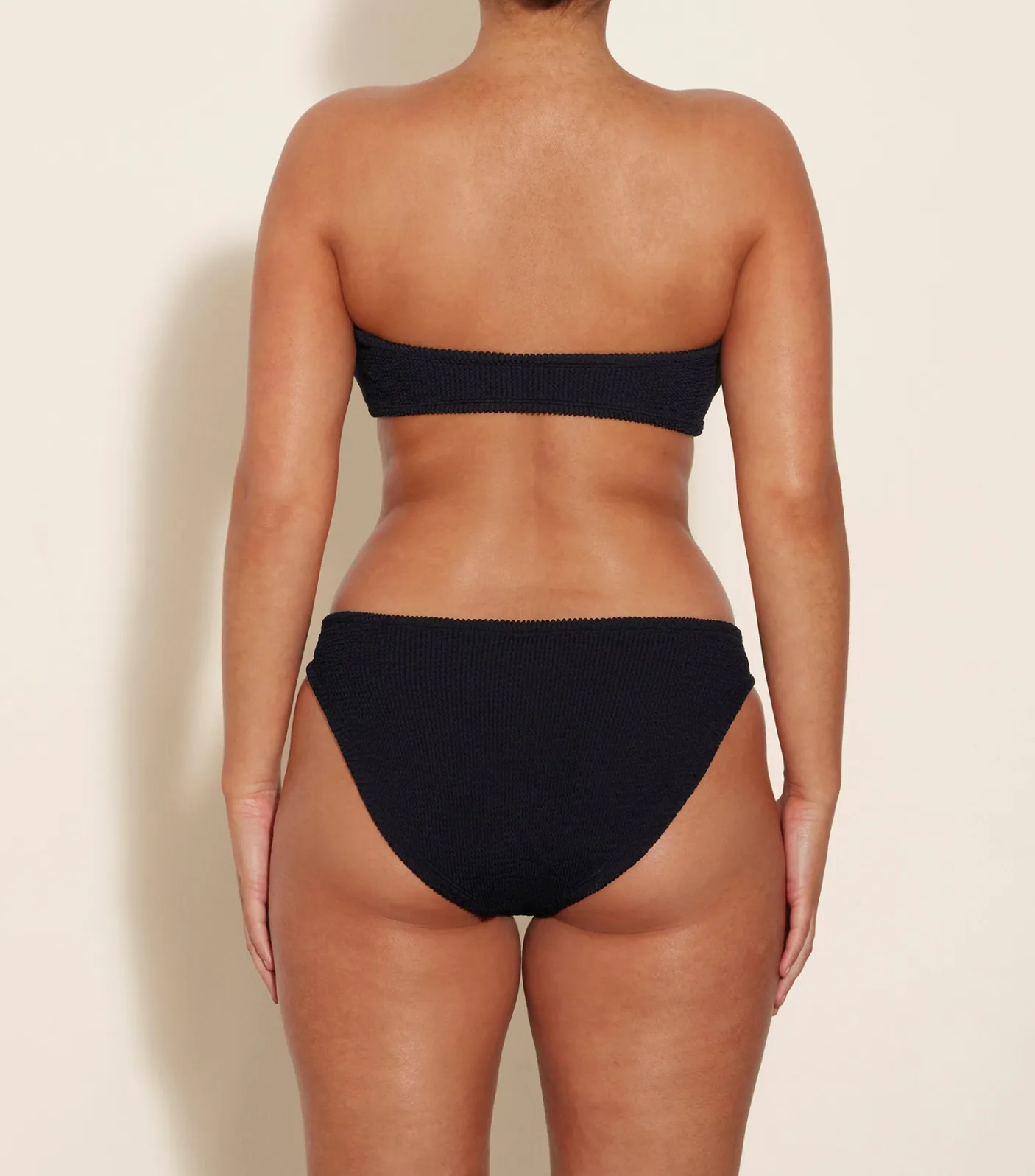 Hunza G Bikini Sets|Bandeau-Coverage Jean Bikini - Black