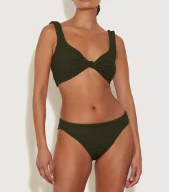 Hunza G Bikini Sets|Bralette-Coverage Juno Bikini - Metallic Khaki