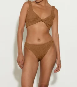Hunza G Bikini Sets|Bralette-Coverage Juno Bikini - Metallic Cocoa