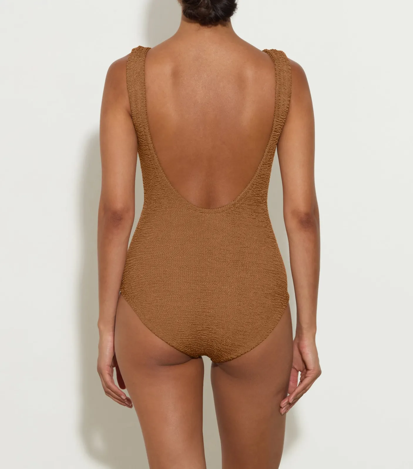 Hunza G Square Neck-Coverage Square Neck Swim - Metallic Cocoa
