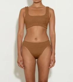 Hunza G Bikini Sets|Bralette-Coverage Xandra Bikini - Metallic Cocoa