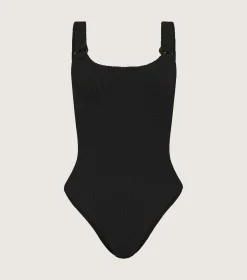 Hunza G Scoop Neck-Domino Swim - Black