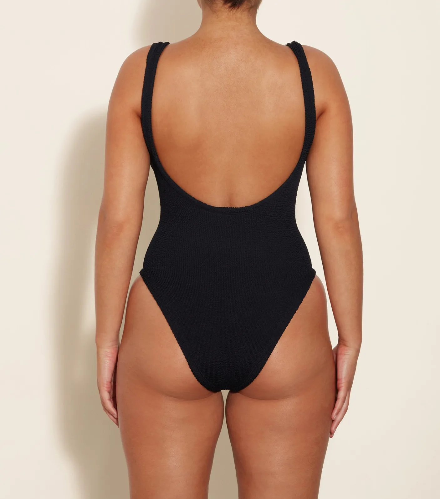 Hunza G Scoop Neck-Domino Swim - Black