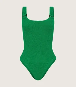Hunza G Scoop Neck-Domino Swim - Emerald