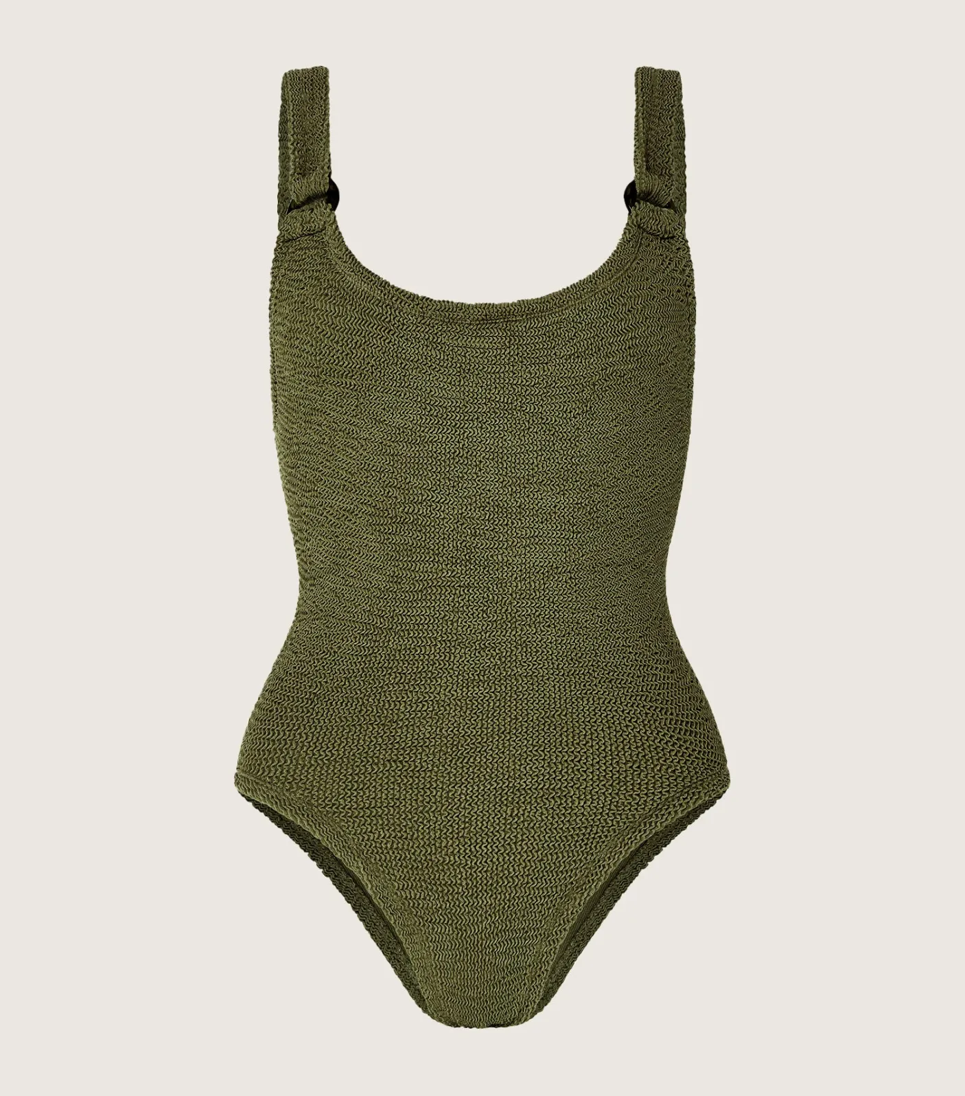 Hunza G Scoop Neck-Domino Swim - Metallic Moss