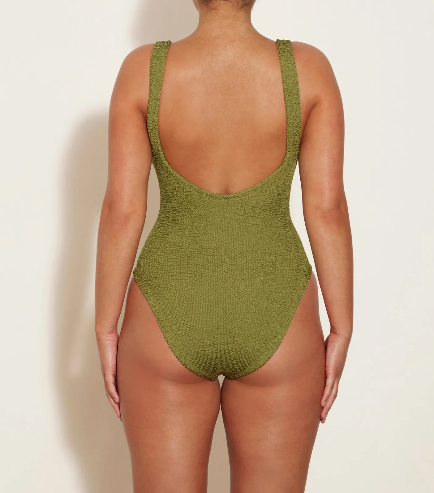 Hunza G Scoop Neck-Domino Swim - Metallic Moss