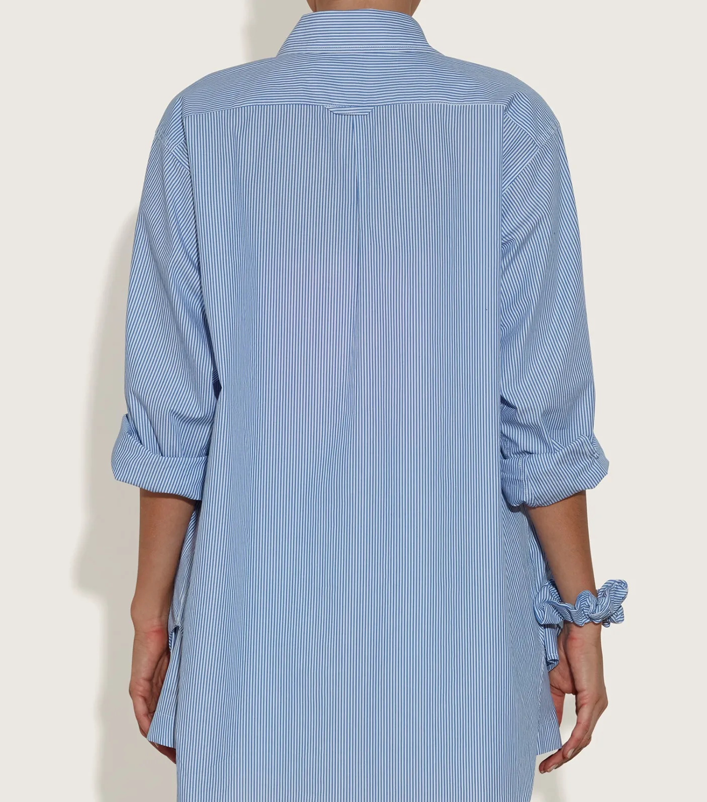 Hunza G Shirts And Tops-Embroidered Oversized Shirt - Blue Stripe