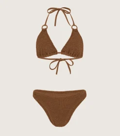 Hunza G Triangle|Bikini Sets-Eva Bikini - Metallic Cocoa