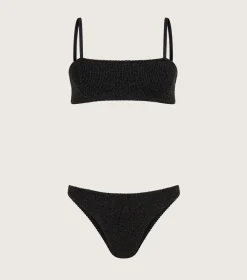 Hunza G Bikini Sets|Bralette-Gigi Lurex Bikini - Black/Gold