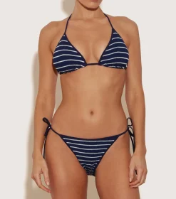 Hunza G Triangle|Bikini Sets-Gina Bikini - Navy/White Stripe