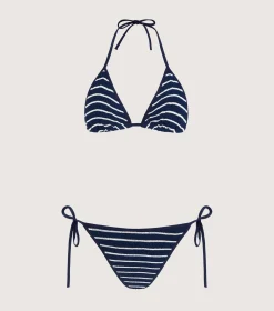 Hunza G Triangle|Bikini Sets-Gina Bikini - Navy/White Stripe