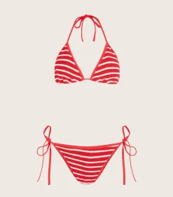 Hunza G Triangle|Bikini Sets-Gina Bikini - Red/White Stripe