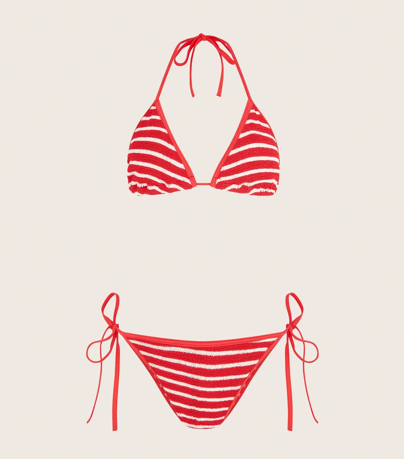 Hunza G Triangle|Bikini Sets-Gina Bikini - Red/White Stripe