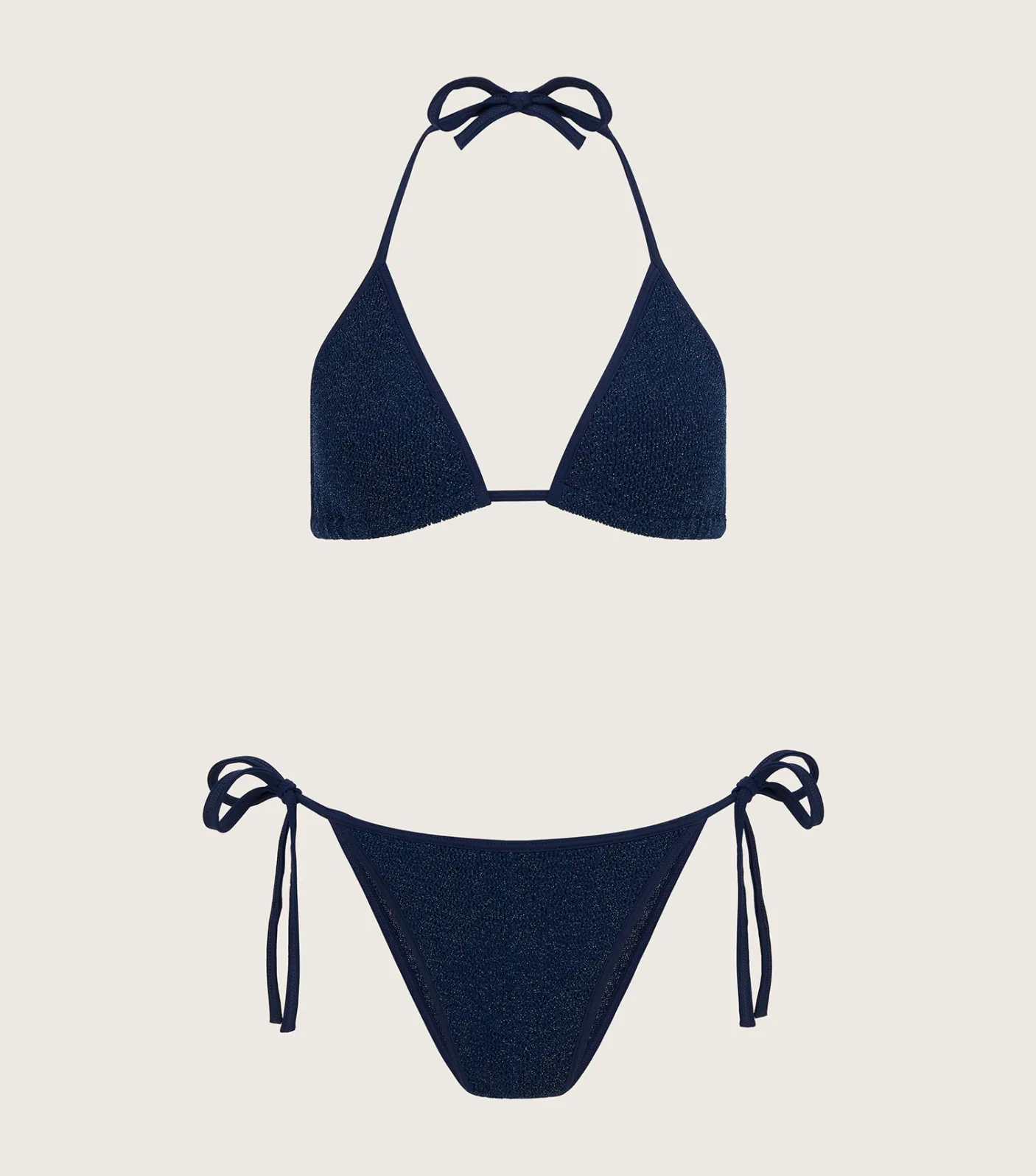 Hunza G Triangle|Bikini Sets-Gina Lurex Bikini - Navy/Silver