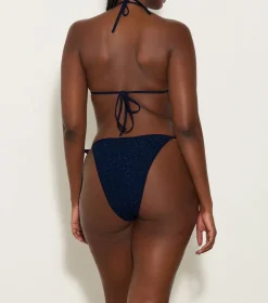Hunza G Triangle|Bikini Sets-Gina Lurex Bikini - Navy/Silver