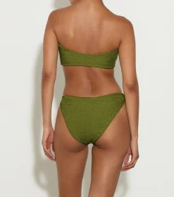 Hunza G Bikini Sets-Gloria Bikini With Tonal Hoops - Metallic Moss