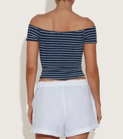 Hunza G Shirts And Tops-Grace Top - Navy/White Stripe