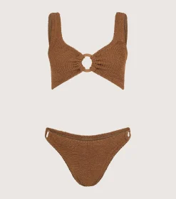 Hunza G Bikini Sets|Bralette-Hallie Bikini - Metallic Cocoa