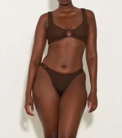 Hunza G Bikini Sets|Bralette-Hallie Bikini - Metallic Chocolate