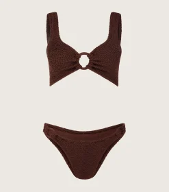 Hunza G Bikini Sets|Bralette-Hallie Bikini - Metallic Chocolate
