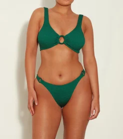 Hunza G Bikini Sets|Bralette-Hallie Bikini - Metallic Forest Green