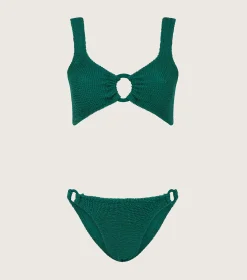 Hunza G Bikini Sets|Bralette-Hallie Bikini - Metallic Forest Green