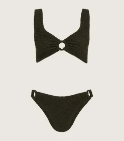 Hunza G Bikini Sets|Bralette-Hallie Bikini - Metallic Khaki