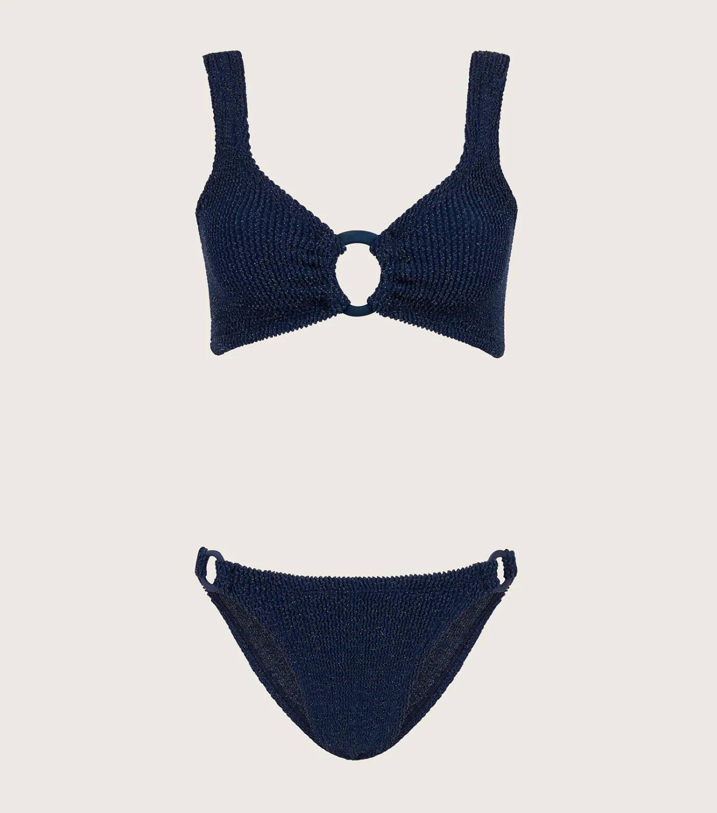 Hunza G Bikini Sets|Bralette-Hallie Lurex Bikini - Navy/Silver