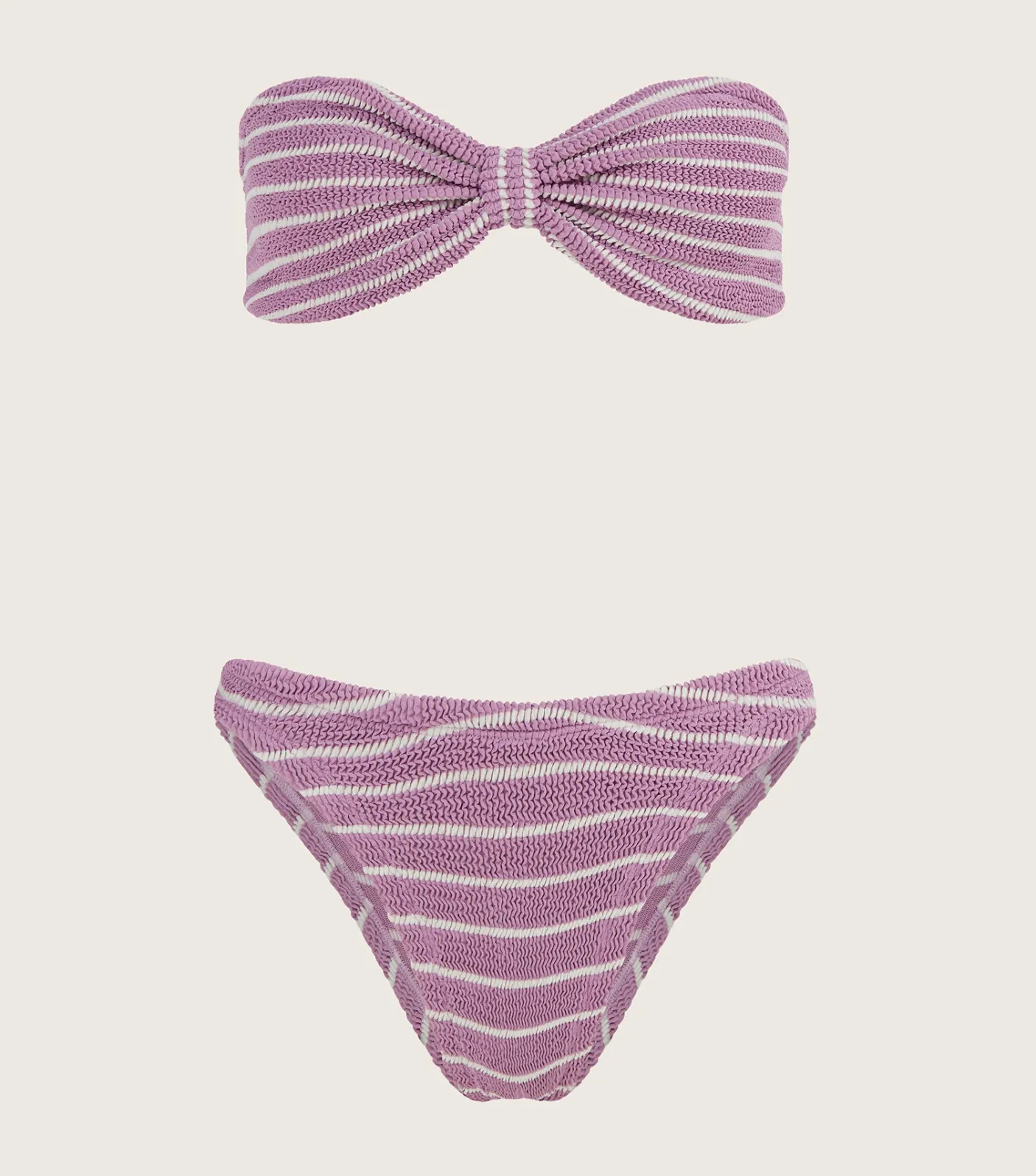 Hunza G Bikini Sets|Bandeau- X Helena Christensen Jean Stripe Bikini - Lavender/White