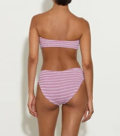 Hunza G Bikini Sets|Bandeau- X Helena Christensen Jean Stripe Bikini - Lavender/White