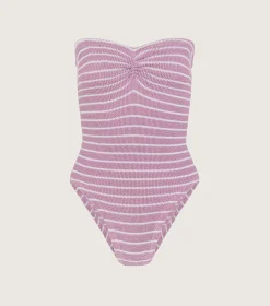 Hunza G Strapless- X Helena Christensen Brooke Stripe Swim - Lavender/White
