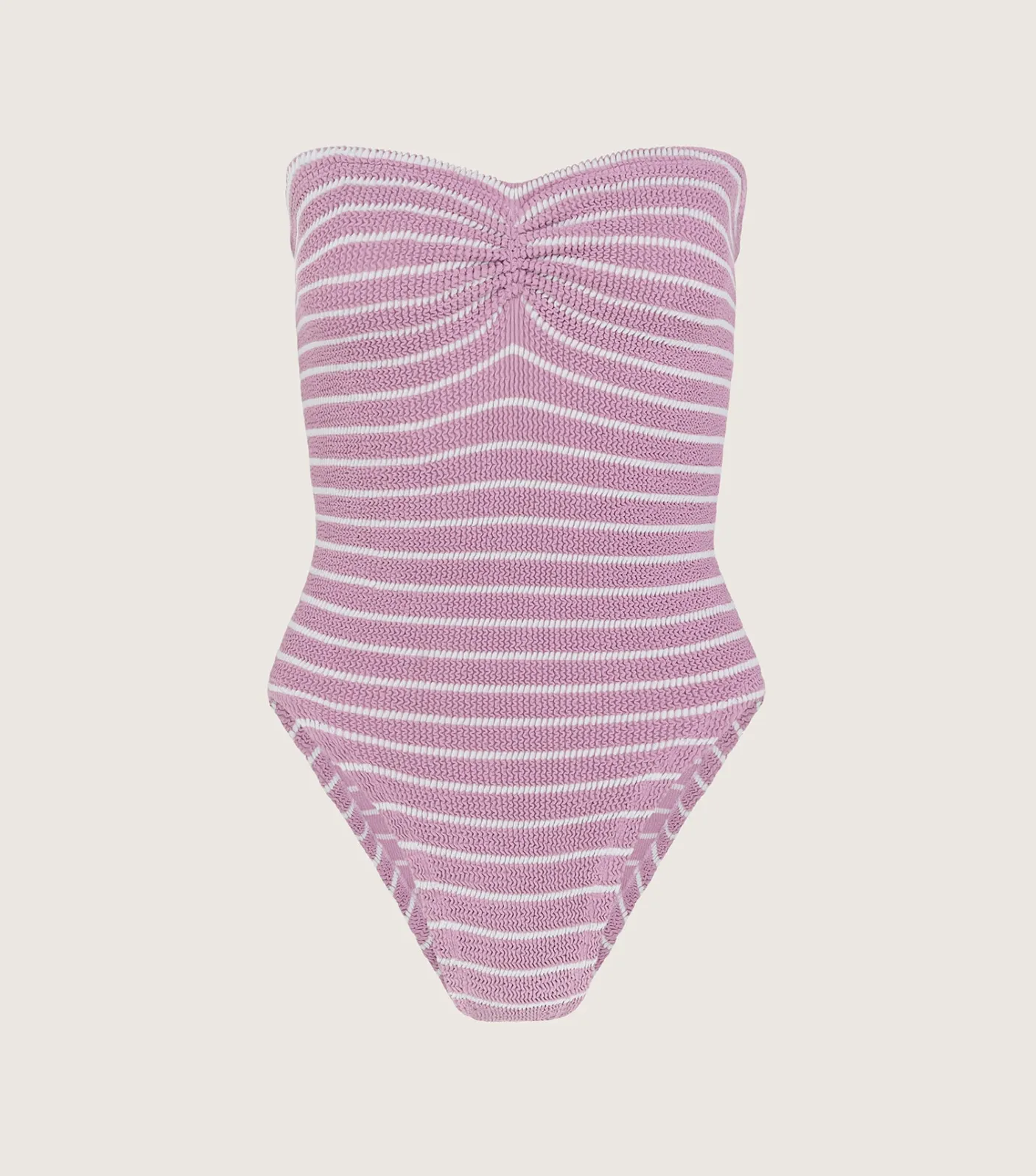 Hunza G Strapless- X Helena Christensen Brooke Stripe Swim - Lavender/White