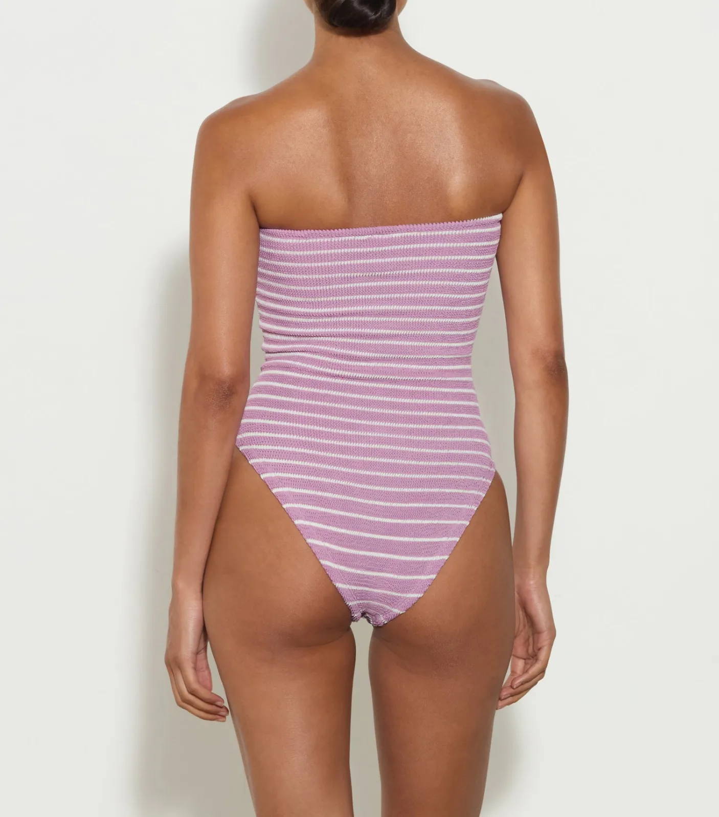 Hunza G Strapless- X Helena Christensen Brooke Stripe Swim - Lavender/White